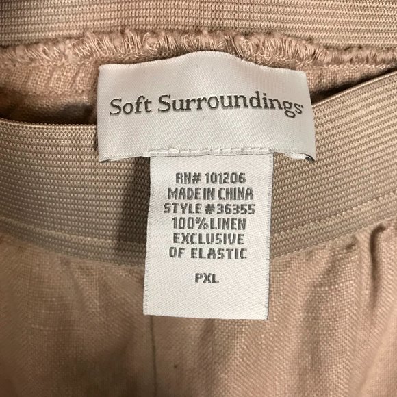 Soft Surroundings Tan Beige 100% Linen Wide Leg Cropped Petite Pants - Picture 4 of 7